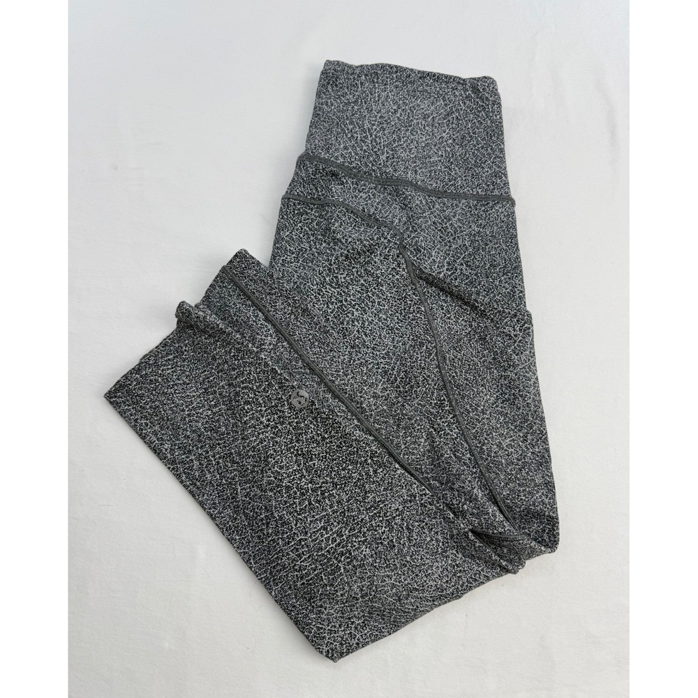 Lululemon Fast & Free Crop II Nulux 19" Crackle Print Size 4